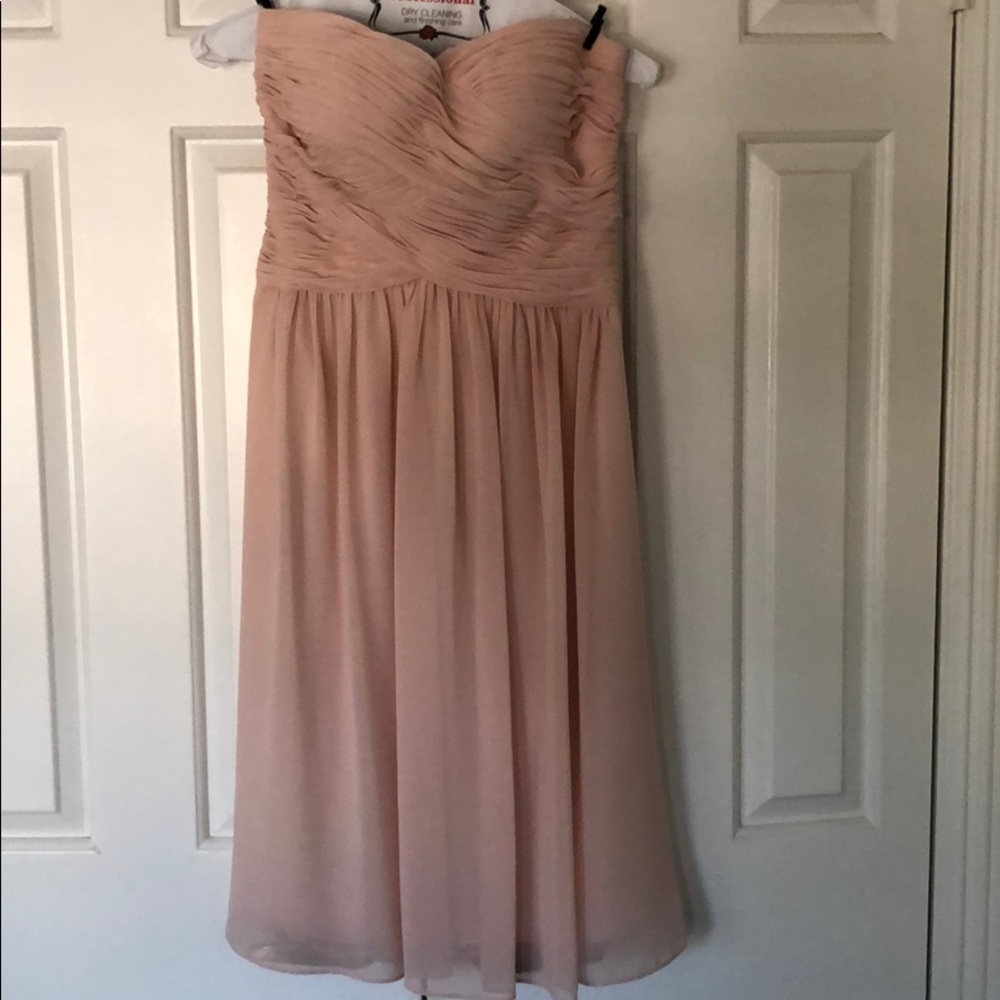 Donna Morgan strapless dress in blush